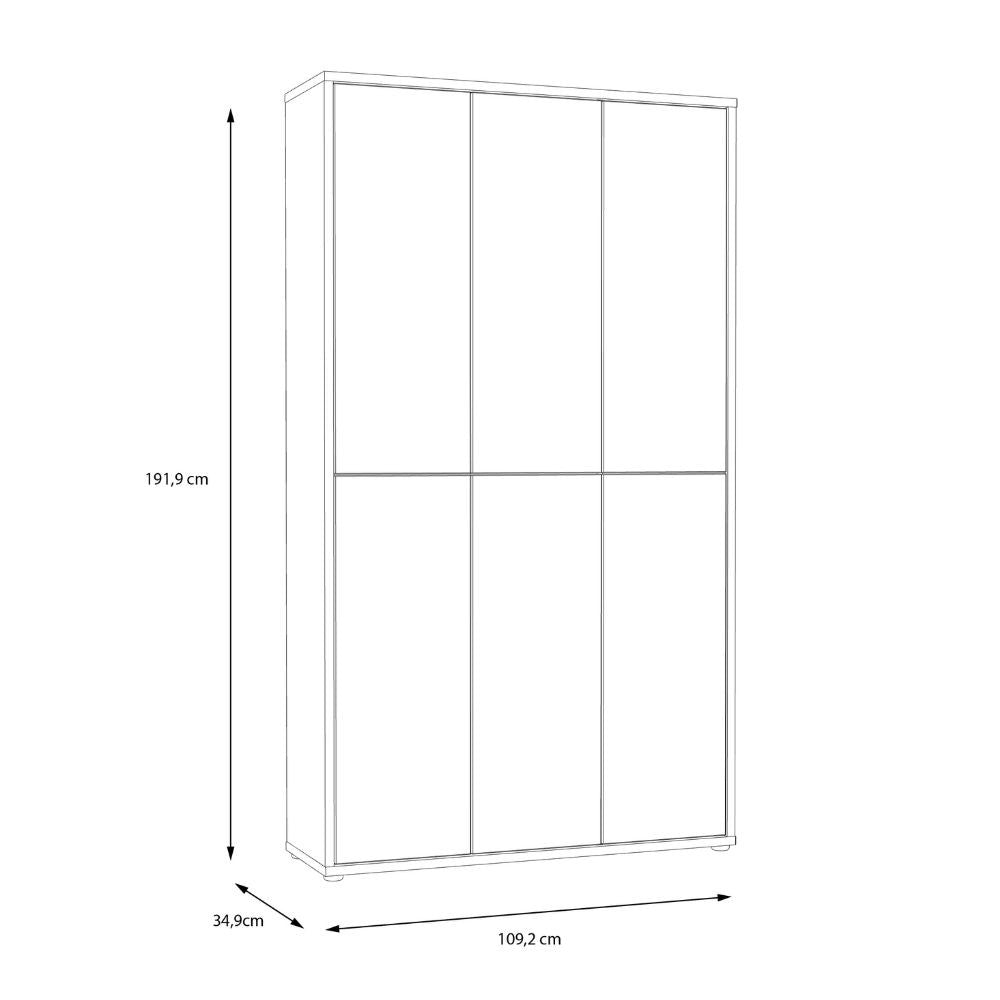 Armadio multiuso Medea 6 ante colore grigio chiaro 109.2x34.9xH191.9 cm.