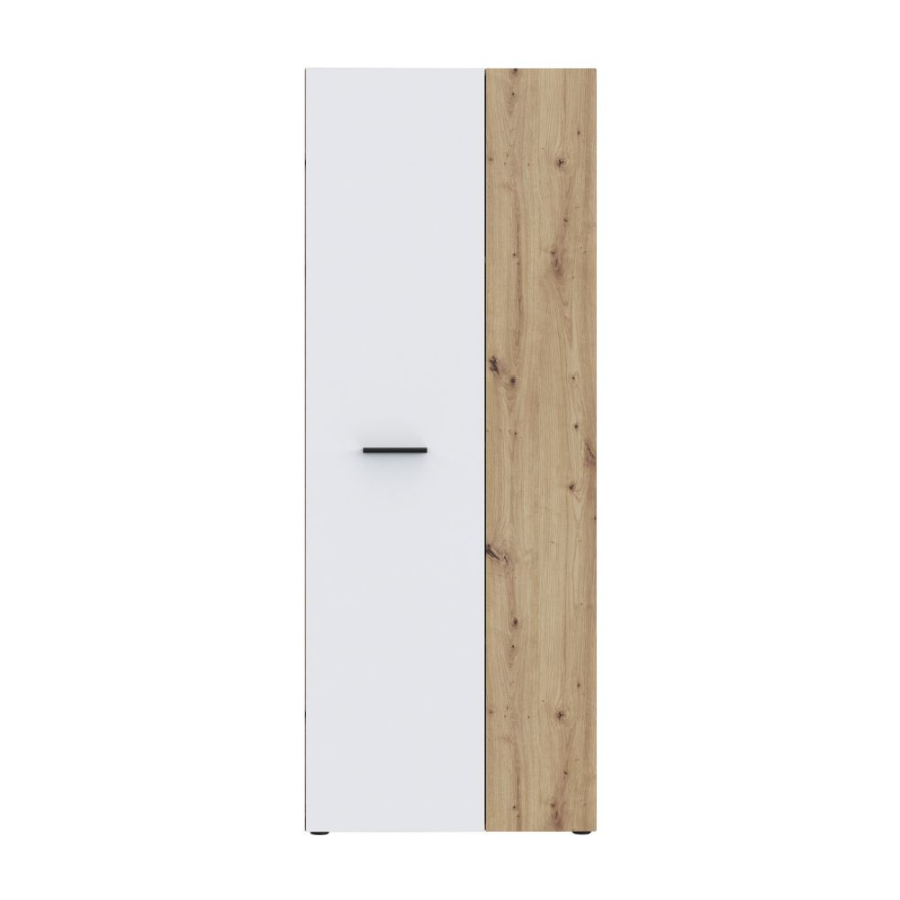 Armadio multiuso Teodoro 2 ante con portascope struttura rovere e 1 anta bianco
