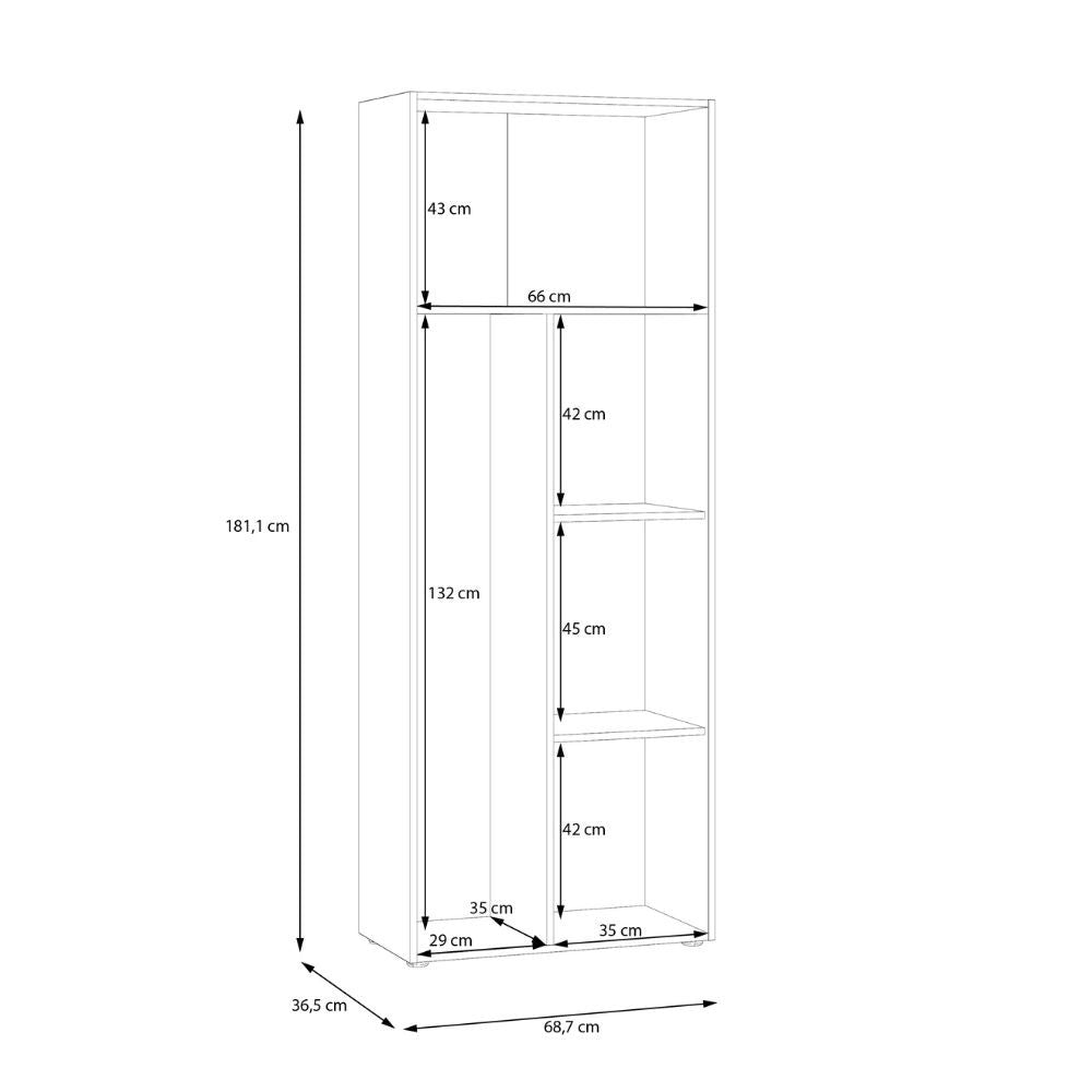 Armadio multiuso Teodoro 2 ante con portascope struttura rovere e 1 anta bianco