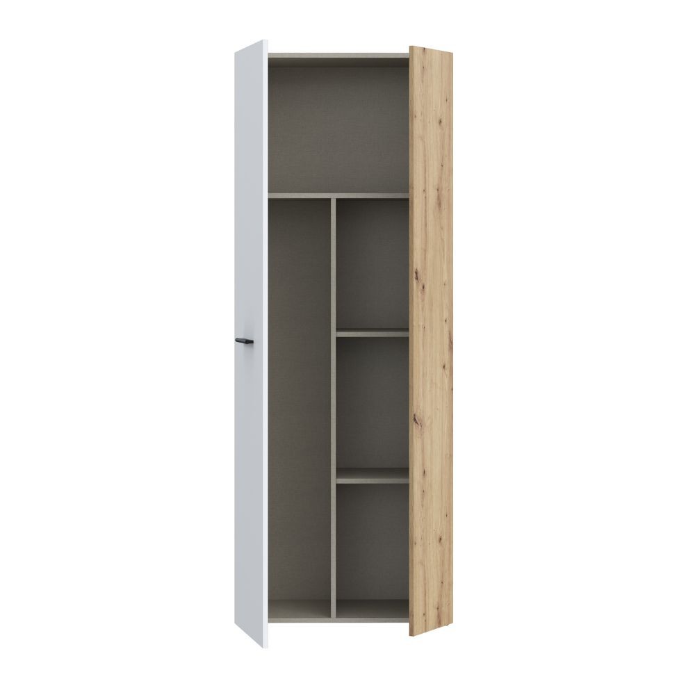 Armadio multiuso Teodoro 2 ante con portascope struttura rovere e 1 anta bianco