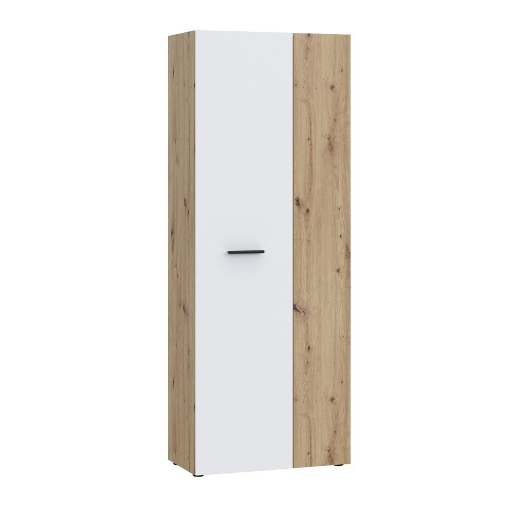 Armadio multiuso Teodoro 2 ante con portascope struttura rovere e 1 anta bianco