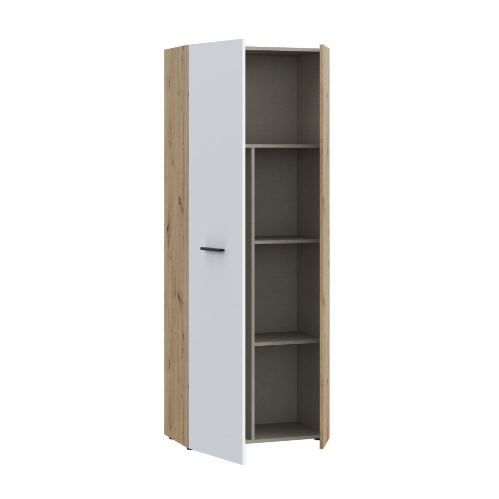 Armadio multiuso Teodoro 2 ante con portascope struttura rovere e 1 anta bianco