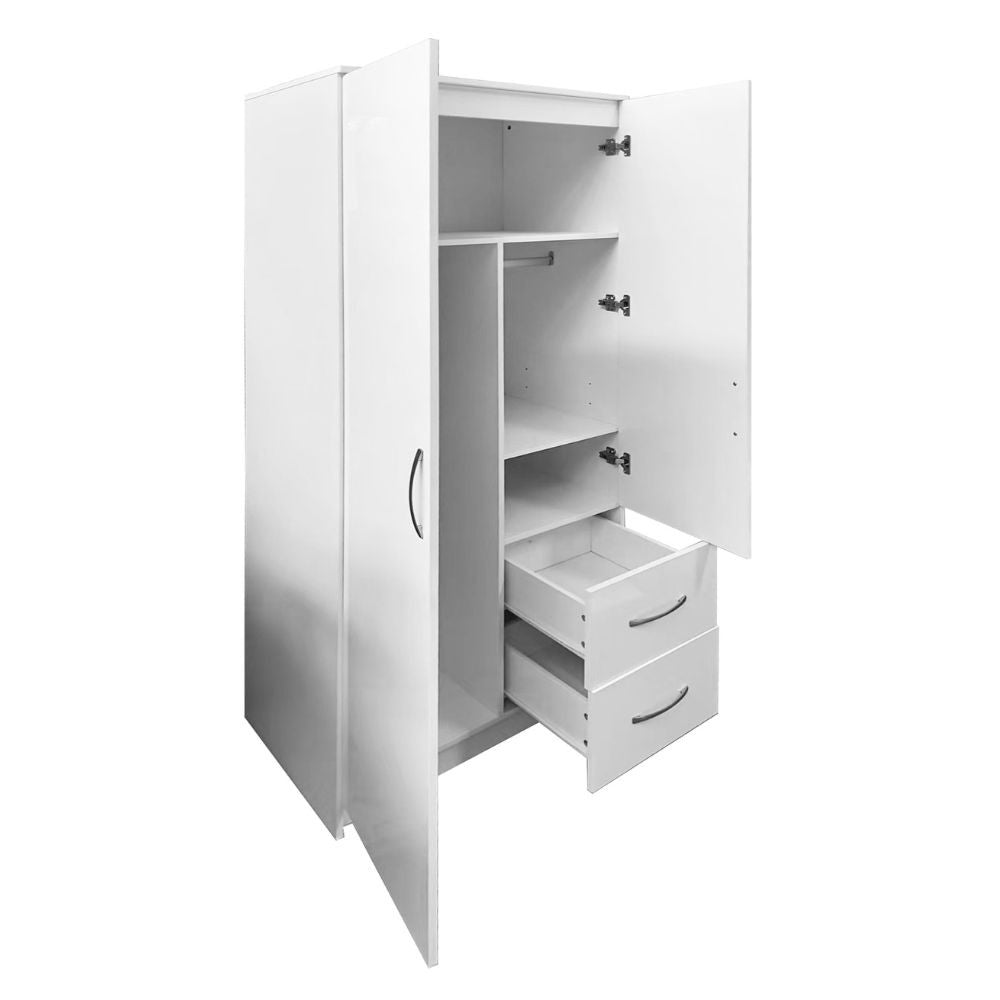 Armadio Niceville 2 ante battenti e 2 cassetti colore bianco