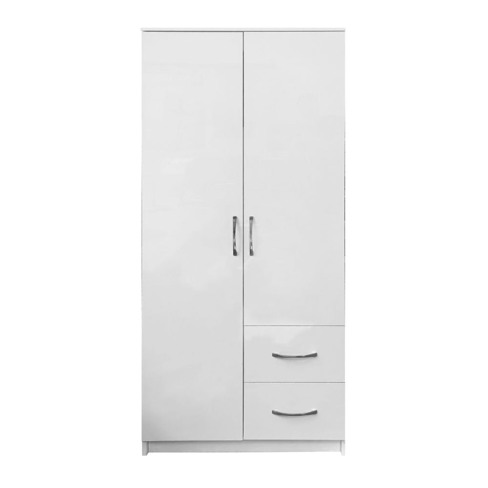 Armadio Niceville 2 ante battenti e 2 cassetti colore bianco