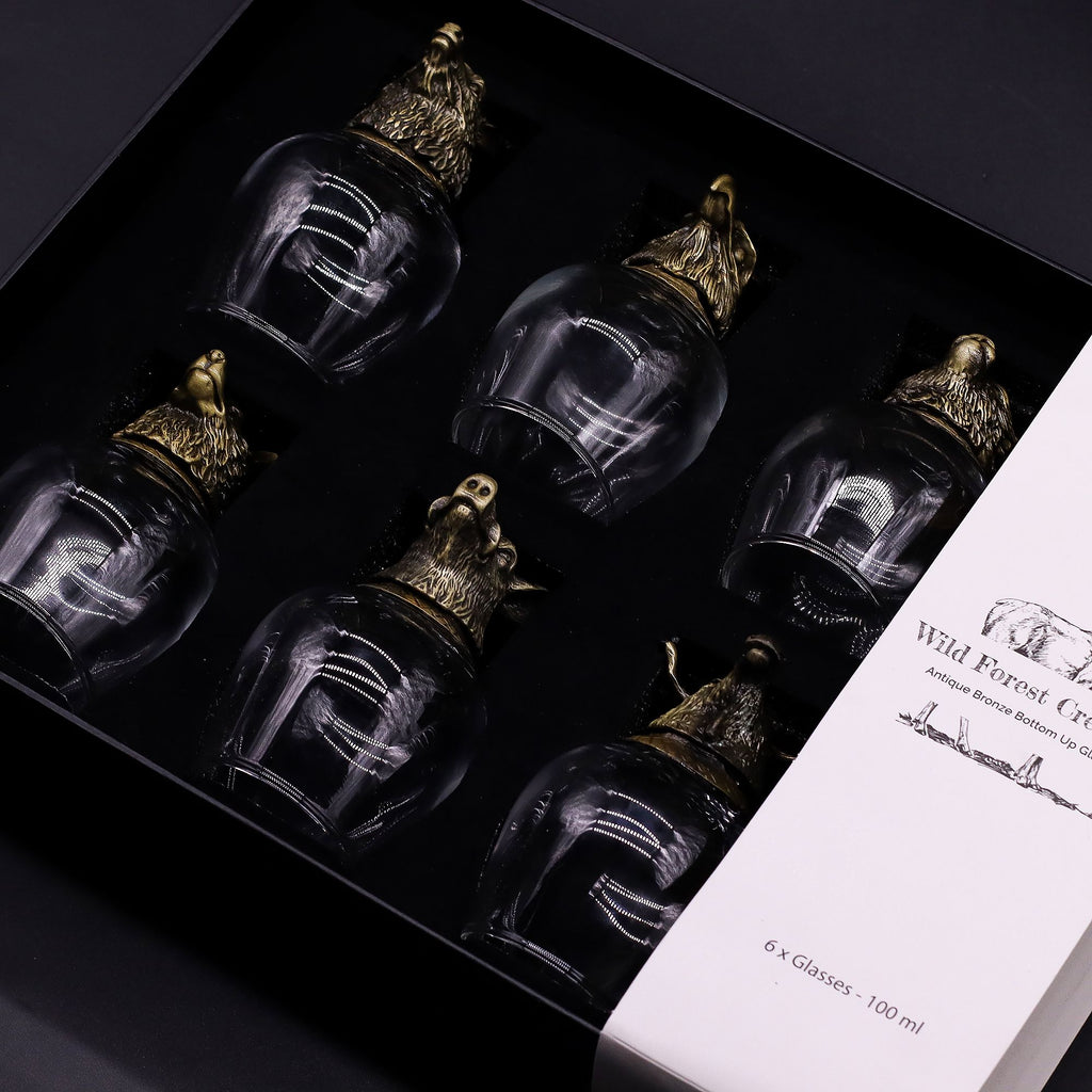 Gift Set of 6 Glasses (100ml) - Mystical Creatures - Antique Bronze