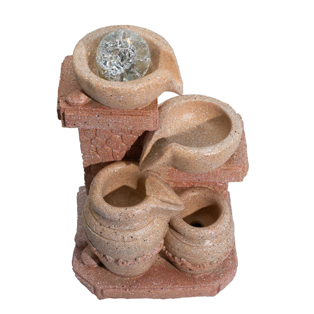 Tabletop Water Feature -19x14x27cm - Cascading Pots Meditarian Style