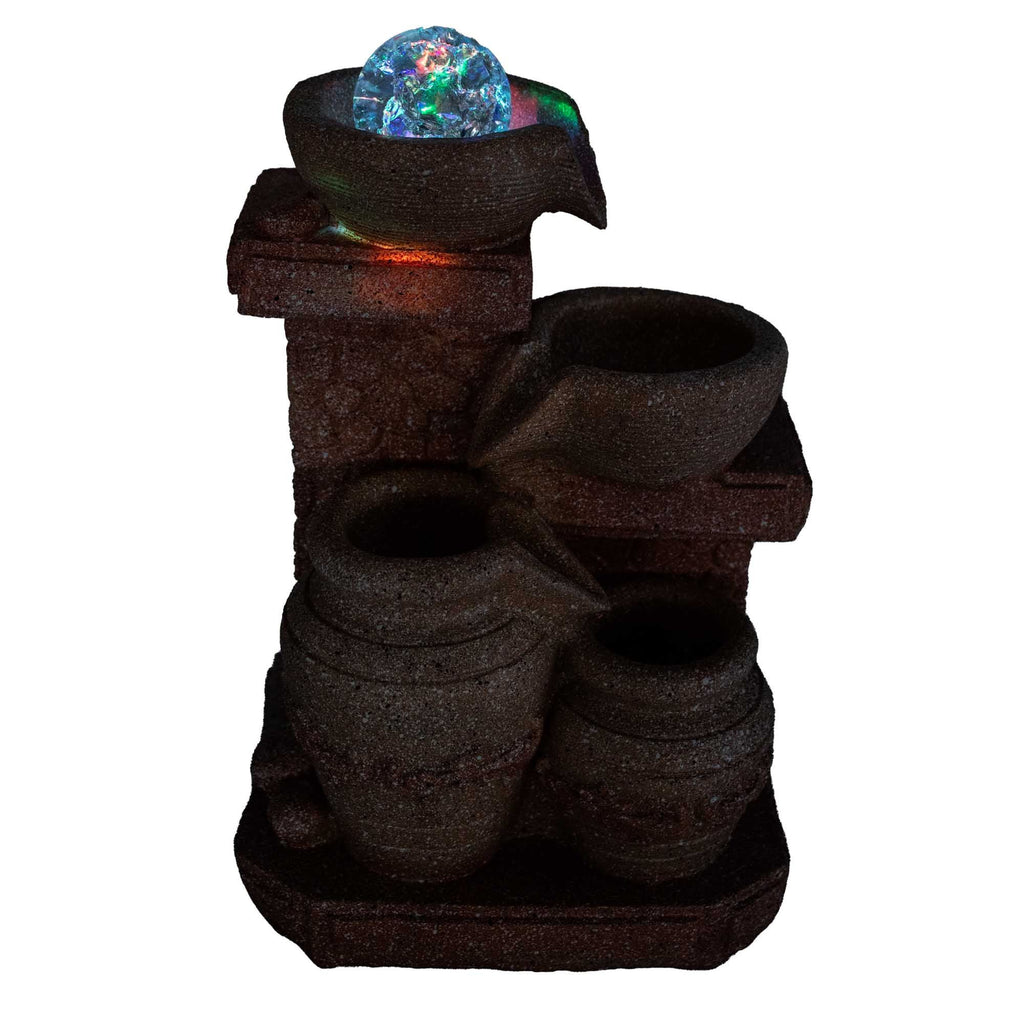 Tabletop Water Feature -19x14x27cm - Cascading Pots Meditarian Style