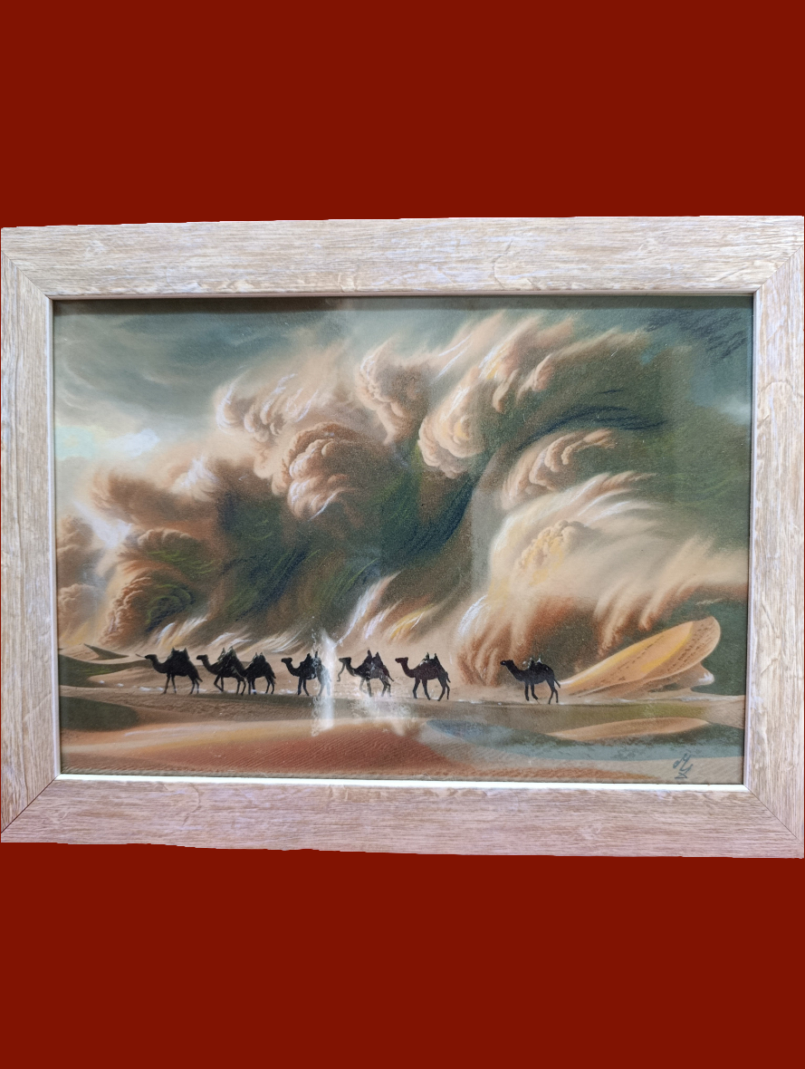 Coppia di quadri a tema deserto con cornice , stampe su carta  plastificata .