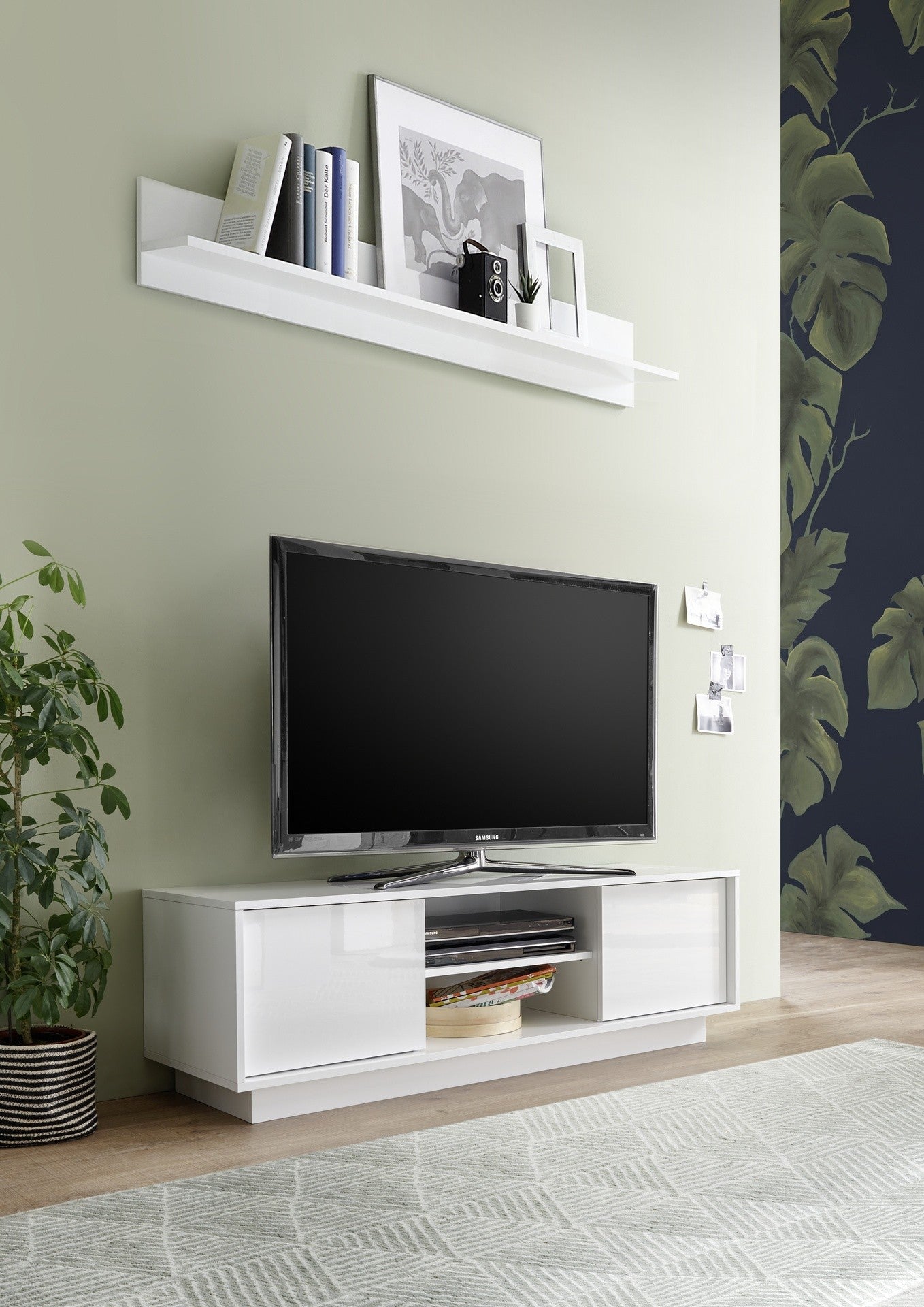 Base tv Ice colore bianco lucido