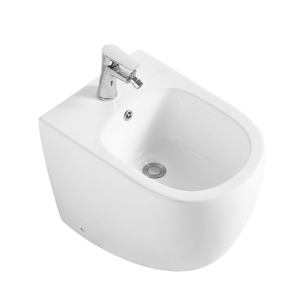 Bidet a pavimento filo muro FB53B in ceramica 52.5x37x41H cm bianco