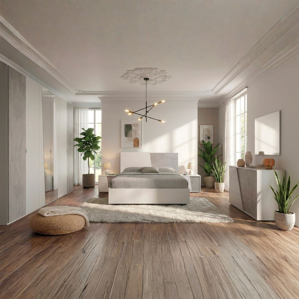 Camera da letto Fadri colore grigio ghiaccio e ossido grigio scuro