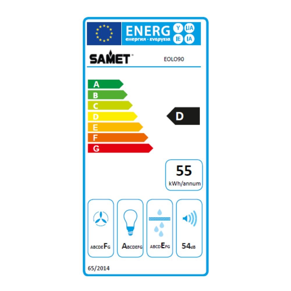 Cappa a piramide 90 cm Eolo 90 nera Samet