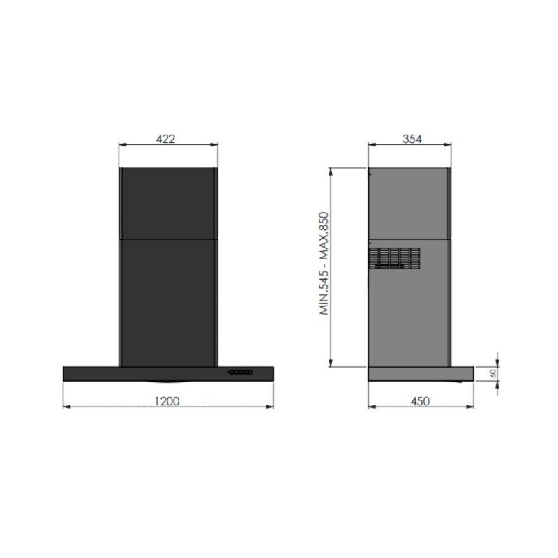 Cappa aspirante Faber LUFT X A120 a parete 120 cm acciaio inossidabile classe A