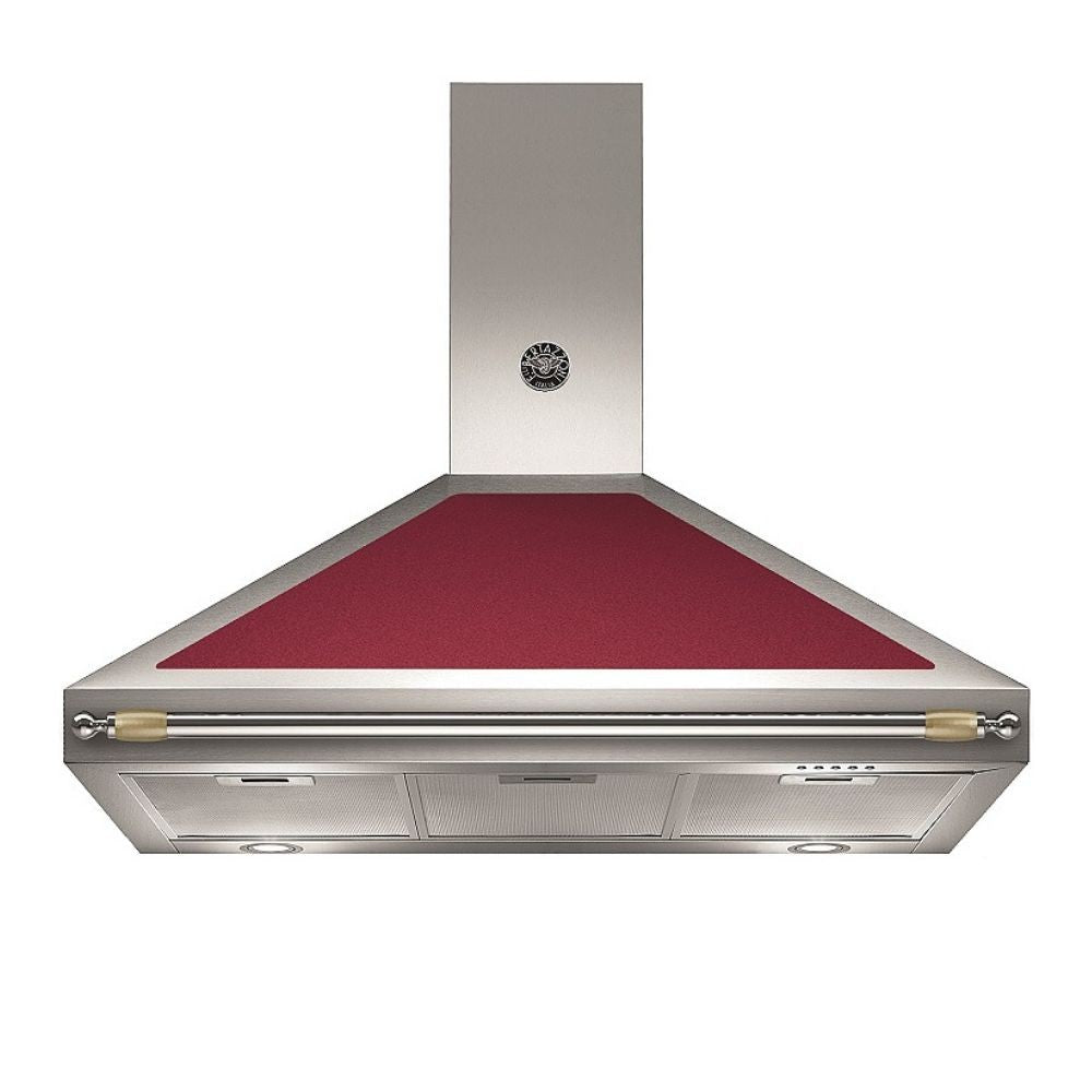 Cappa camino Bertazzoni K100HERVIA da 100 cm. colore inox e rosso