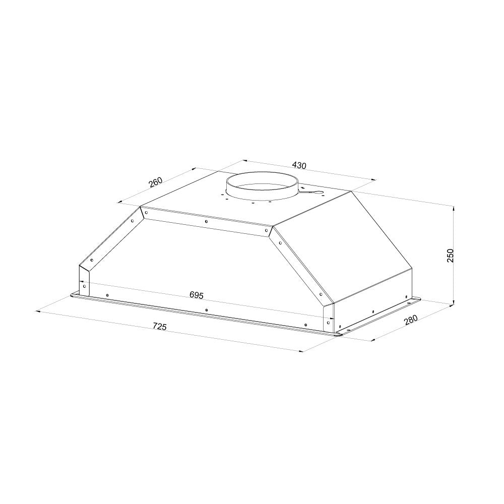 Cappa integrata sottopensile Samet Gruppo70 TB0272SAC luce led 3 livelli velocità colore silver classe D