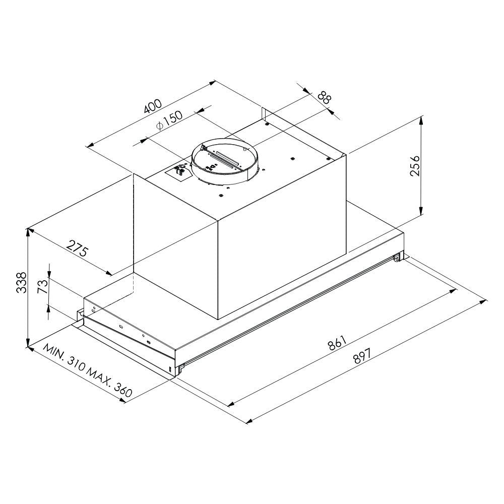 Cappa Samet Kripto90ND incasso sistema no drop per piani ad induzione inox classe C