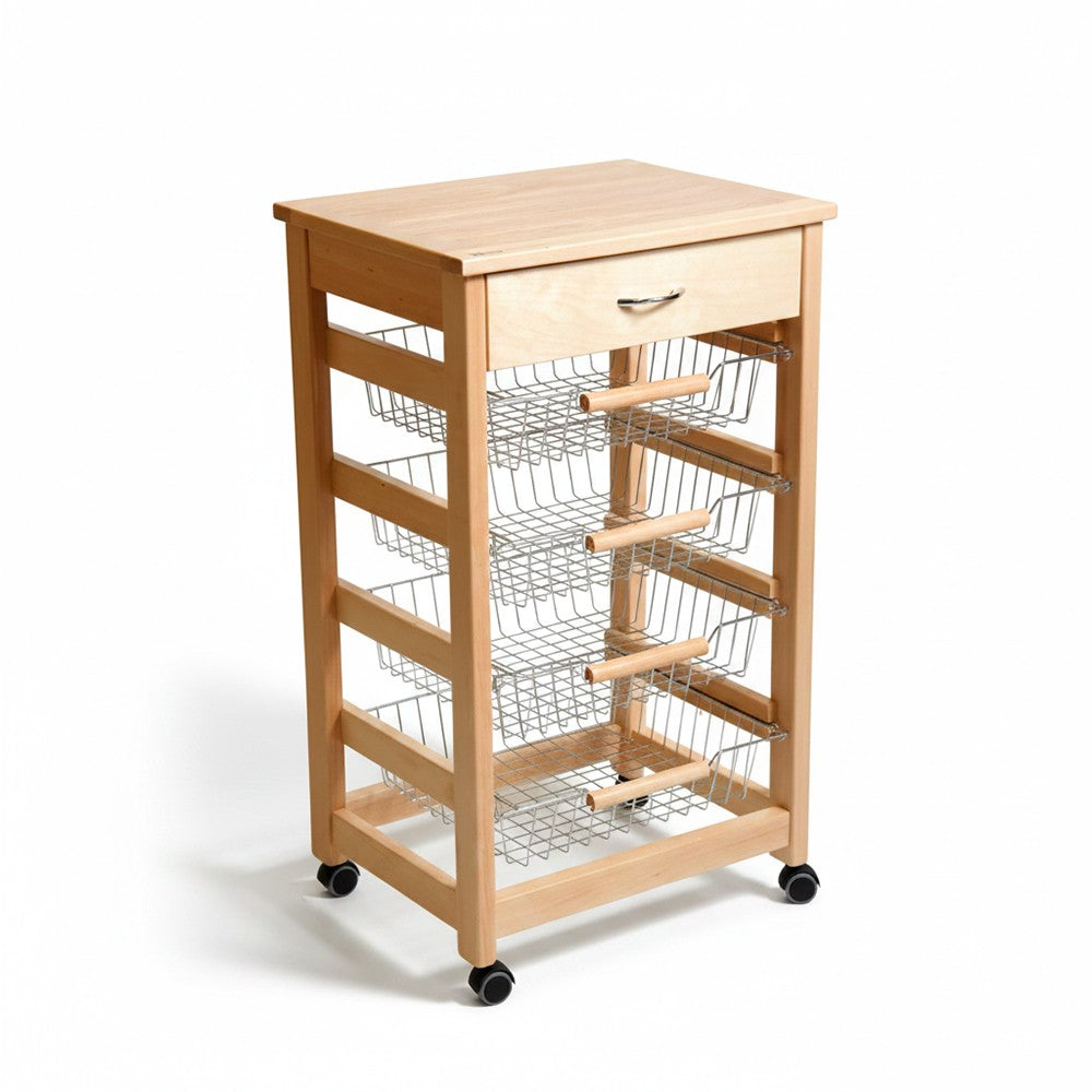 Carrello Vesuvio con cassetto senza base con piano in legno rovere