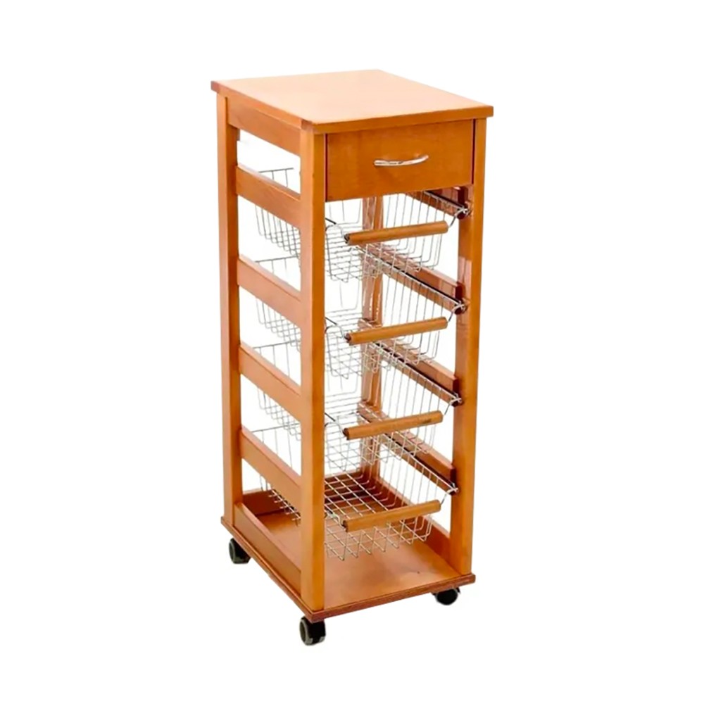 Carrello Vesuvio salvaspazio con piano in legno rovere
