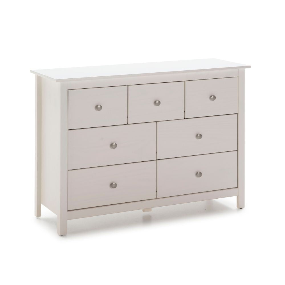 Cassettiera Berna 4 cassettoni e 3 cassetti in legno massiccio bianco