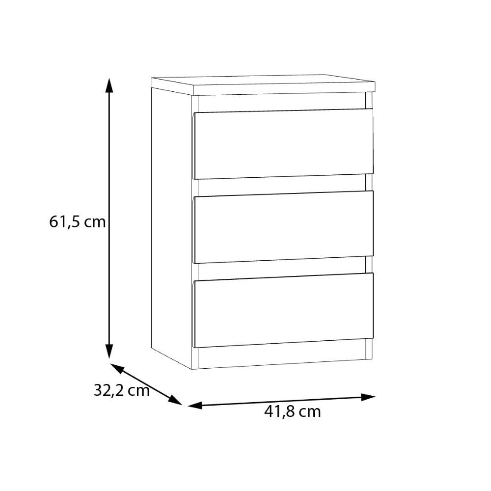 Cassettiera Morgan 3 cassetti 41.8 x H 61.5 x 32.2 cm colore bianco