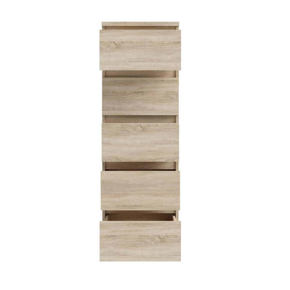 Cassettiera Morgan 5 cassetti 41.8 x 42.2 x H 128 cm. colore rovere