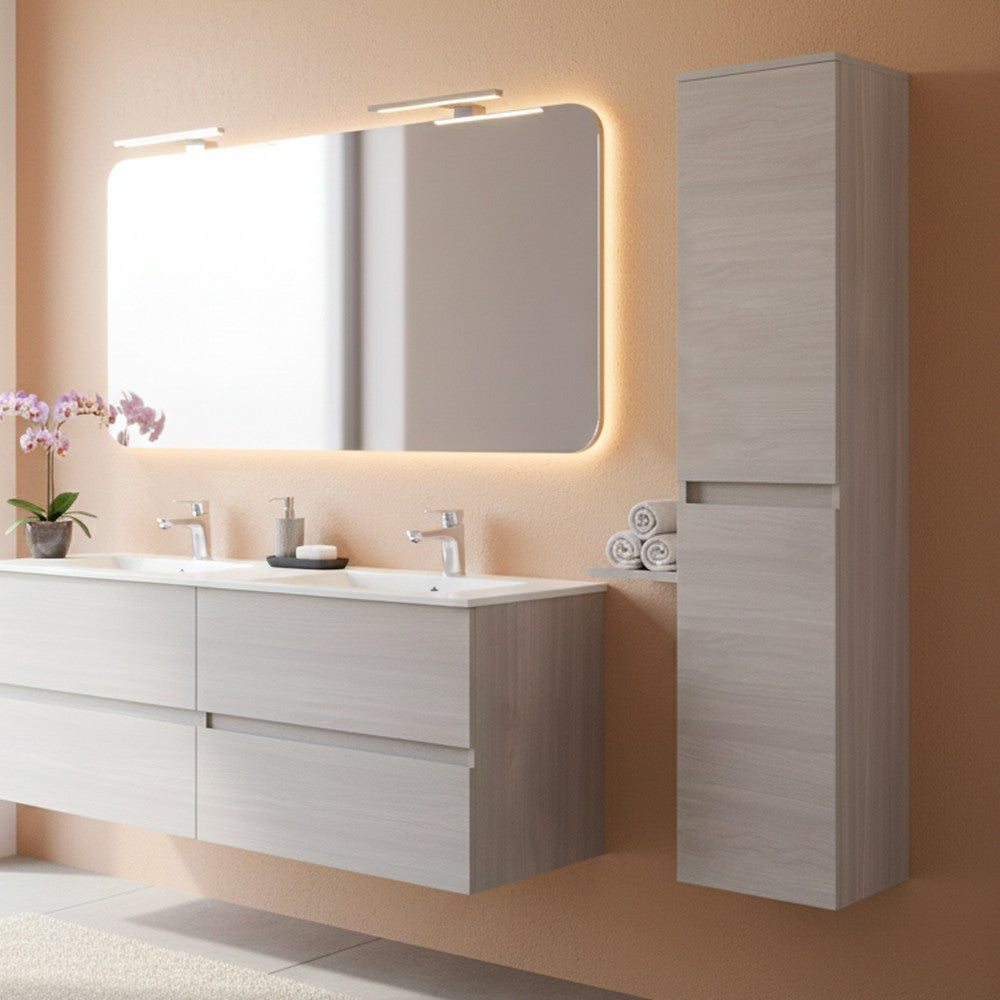 Colonna pensile bagno Trasimeno rovere grigio 31,4x31,5x136