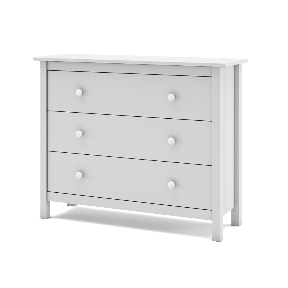 Comò Max 3 cassetti in legno massiccio colore bianco