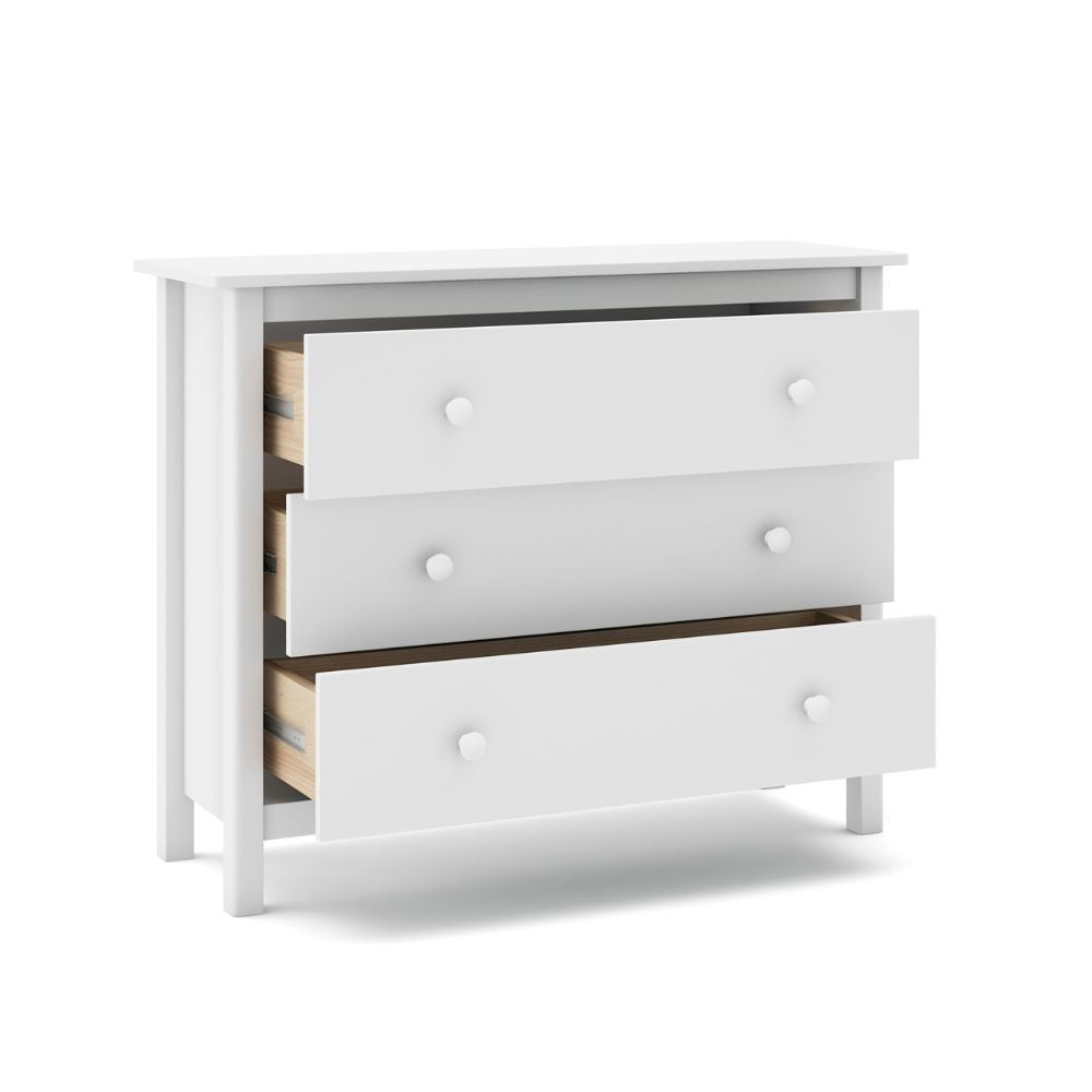 Comò Max 3 cassetti in legno massiccio colore bianco