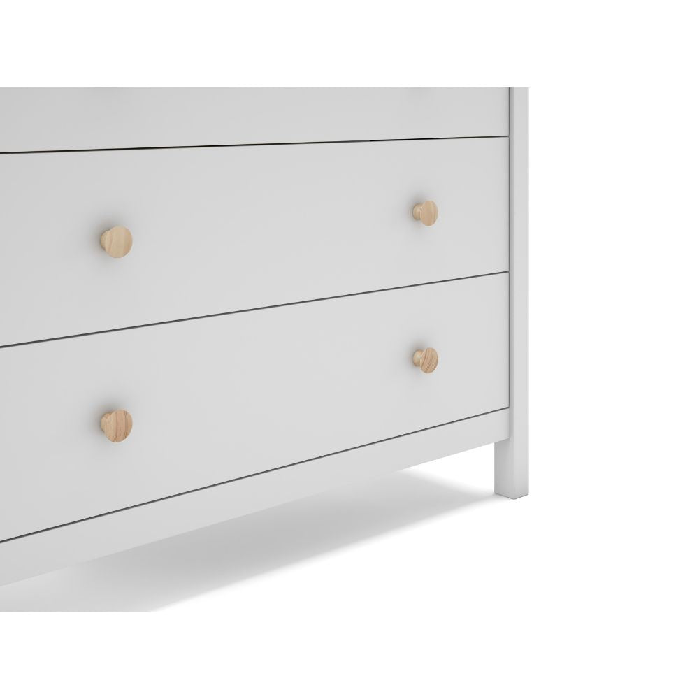 Comò Max 3 cassetti in legno massiccio colore bianco