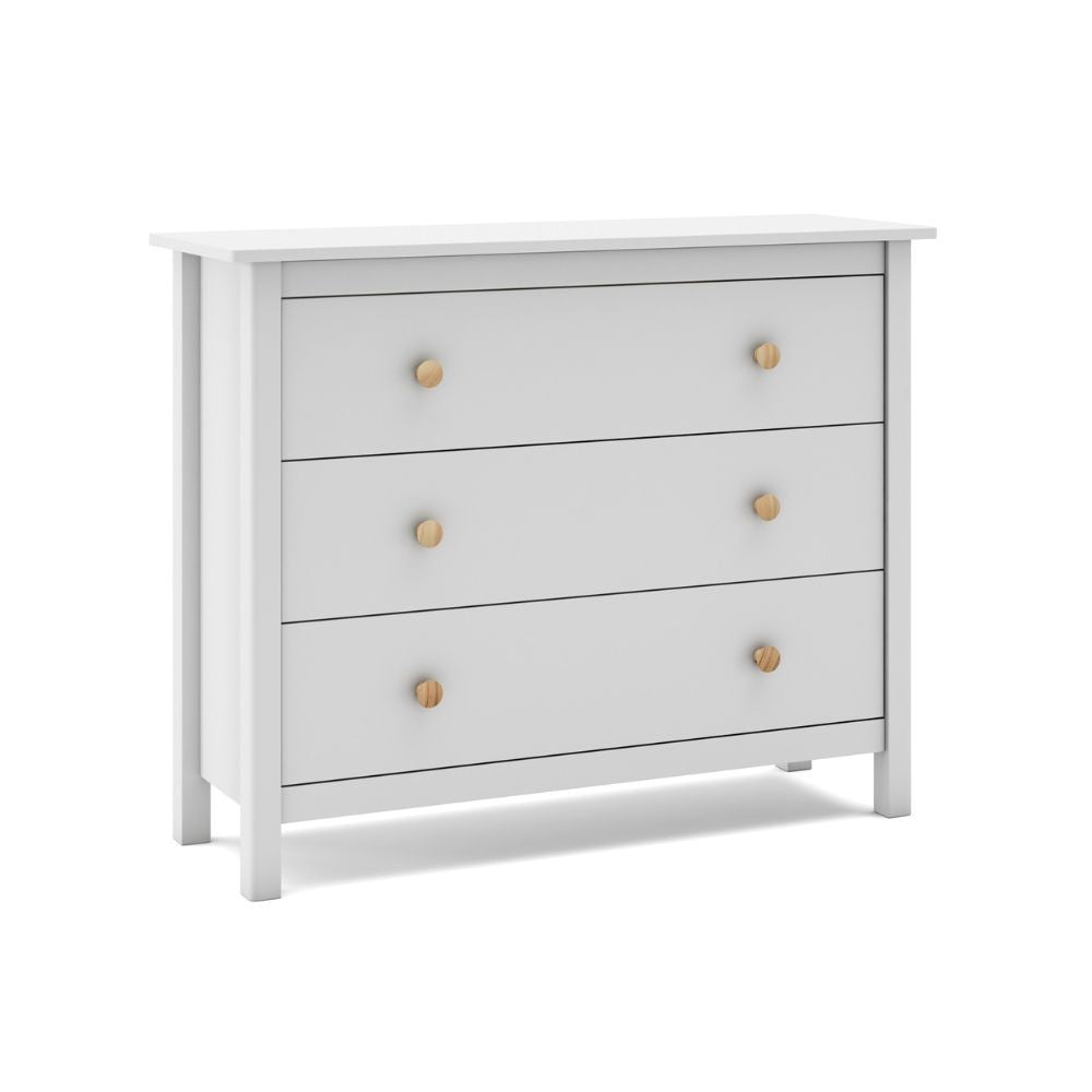 Comò Max 3 cassetti in legno massiccio colore bianco