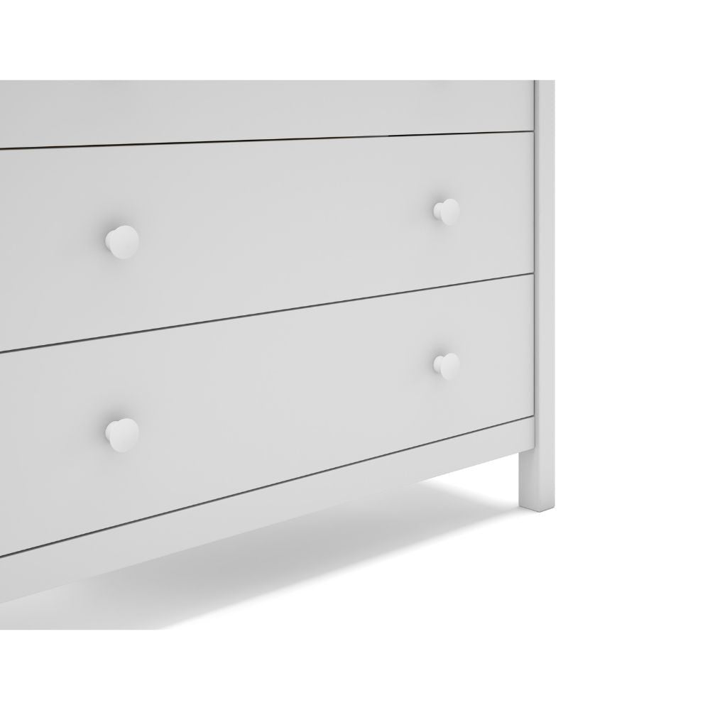 Comò Max 3 cassetti in legno massiccio colore bianco