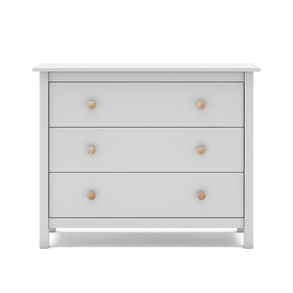 Comò Max 3 cassetti in legno massiccio colore bianco