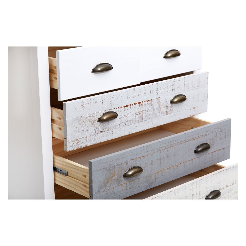 Comò Romantica con 3 cassettoni e 2 cassettini in legno massiccio multicolor