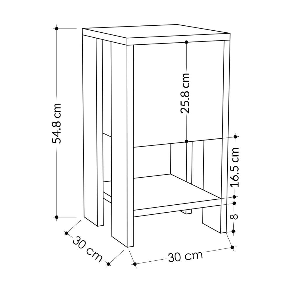 Comodino Ema hitit noce con anta ribalta 30x30x55h