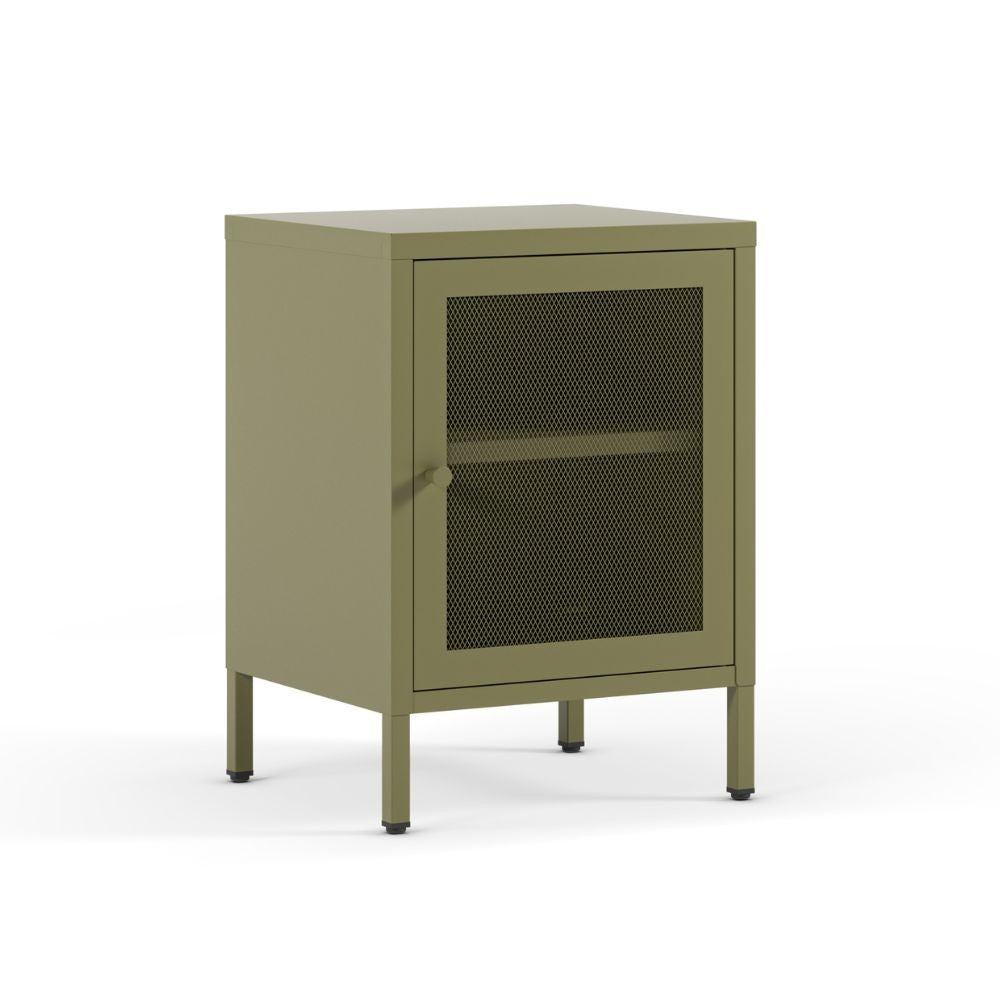 Comodino Fayna19363 in metallo con 1 anta colore verde