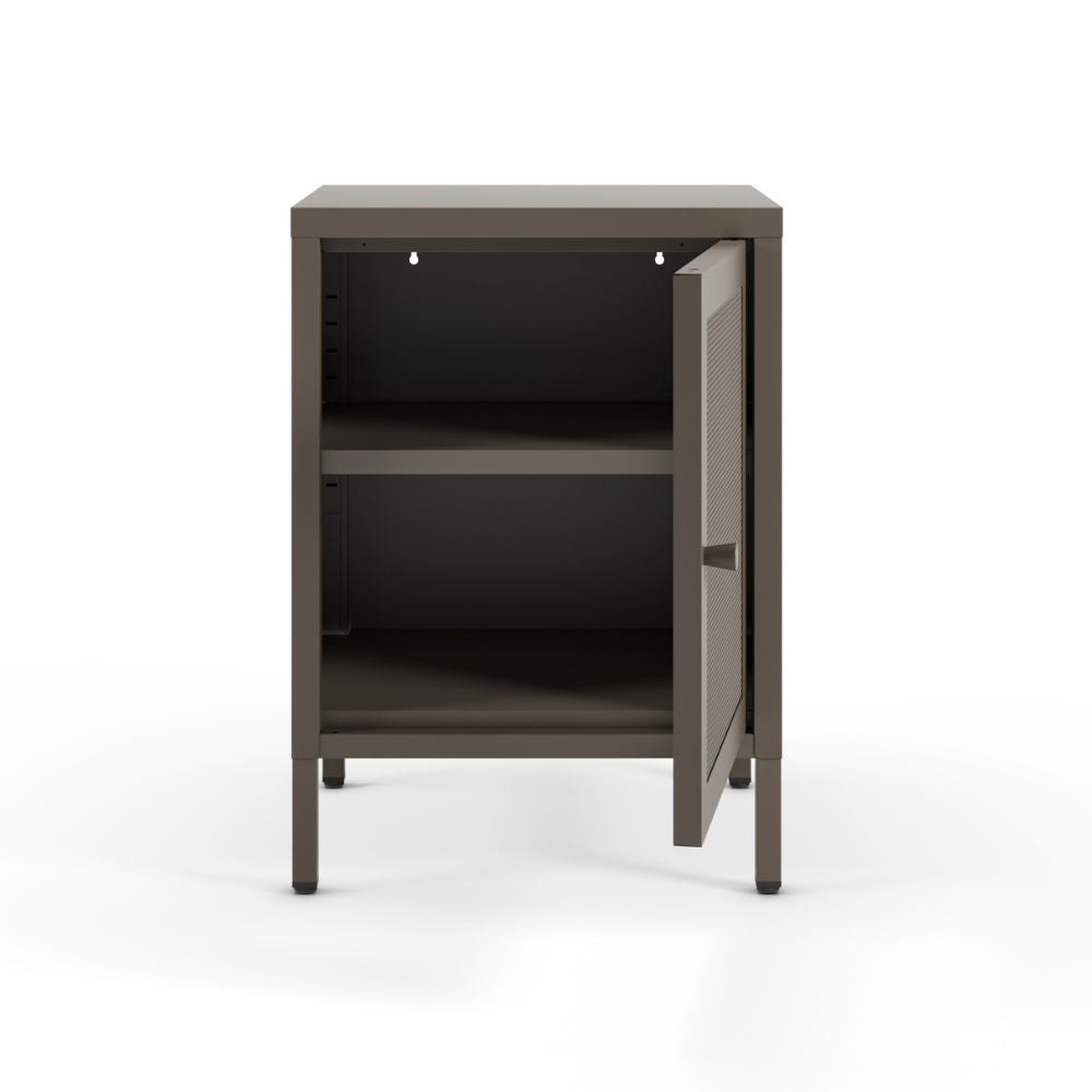 Comodino Fayna19364 in metallo con 1 anta colore mocha
