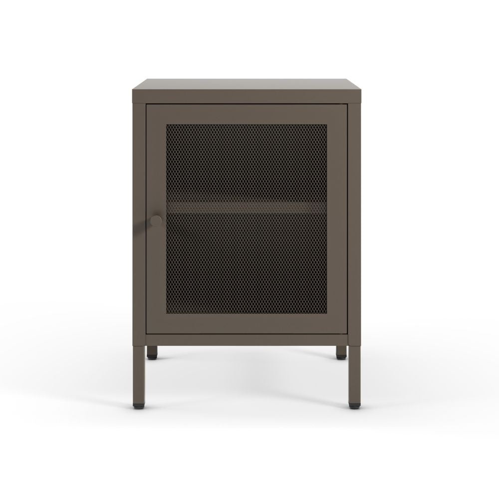 Comodino Fayna19364 in metallo con 1 anta colore mocha