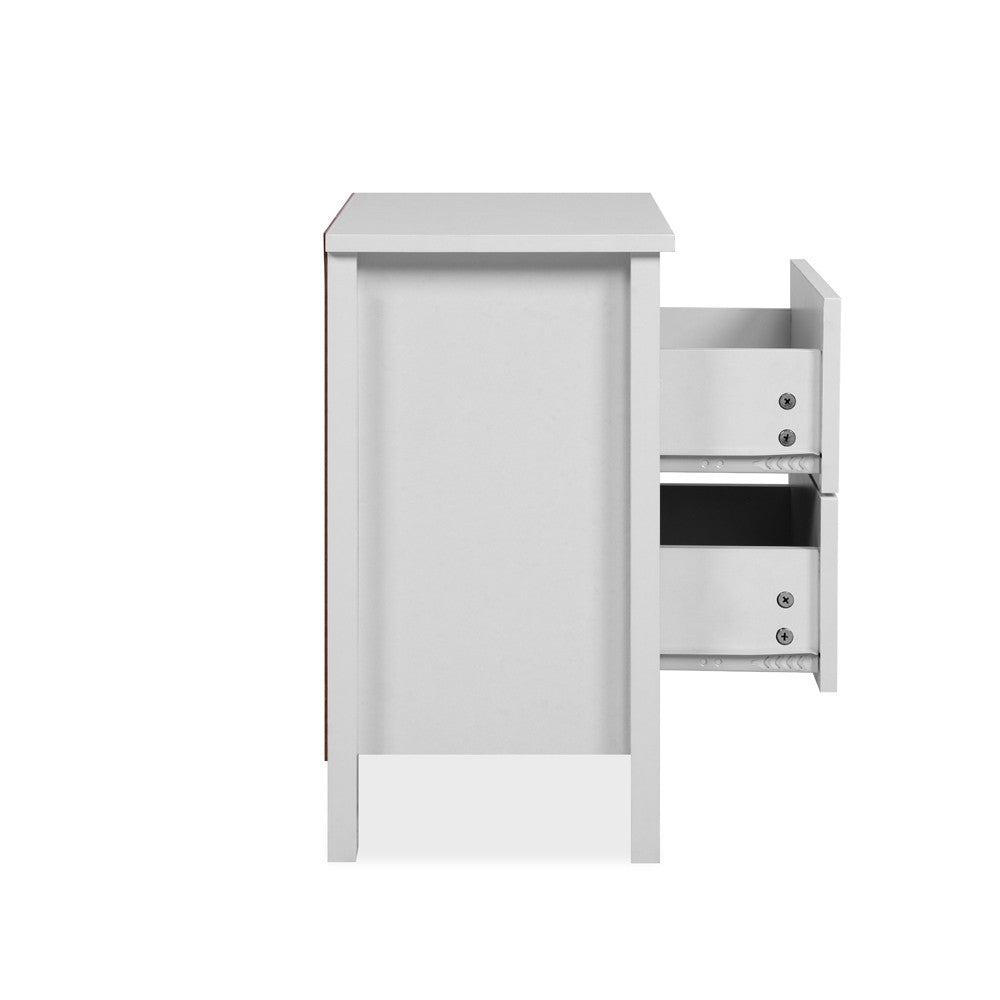 Comodino Karlstad 61A con 2 cassetti colore bianco
