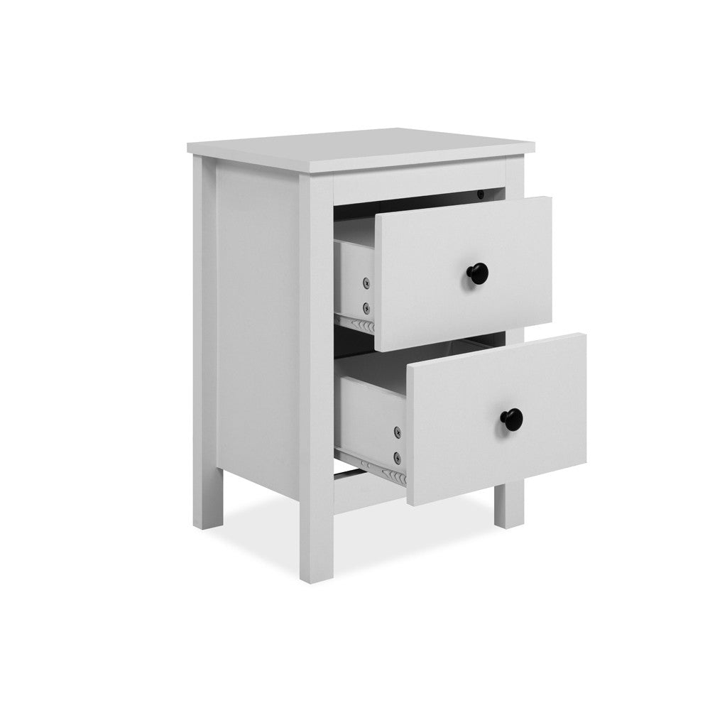 Comodino Karlstad 61A con 2 cassetti colore bianco
