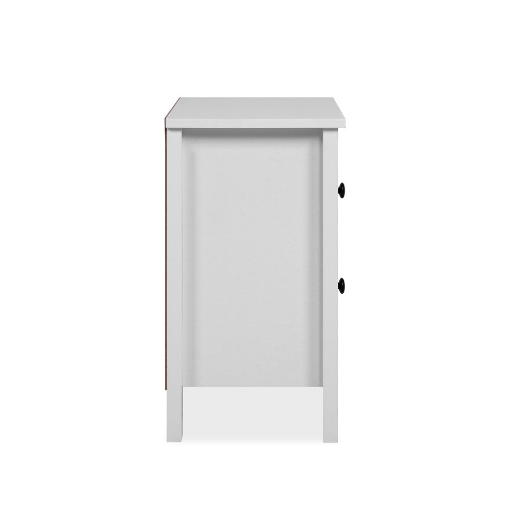 Comodino Karlstad 61A con 2 cassetti colore bianco