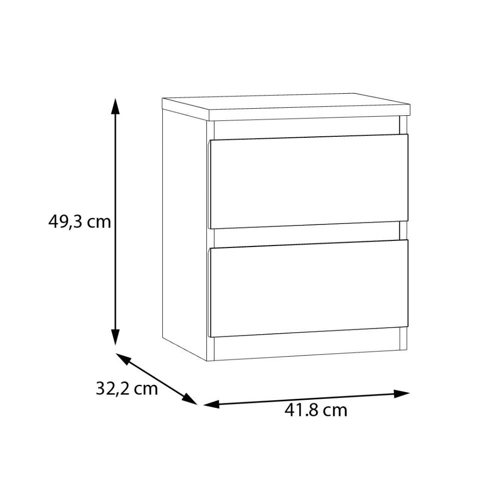 Comodino Morgan 2 cassetti 41.8 x 32.2 x H 49.3 cm. colore grigio chiaro