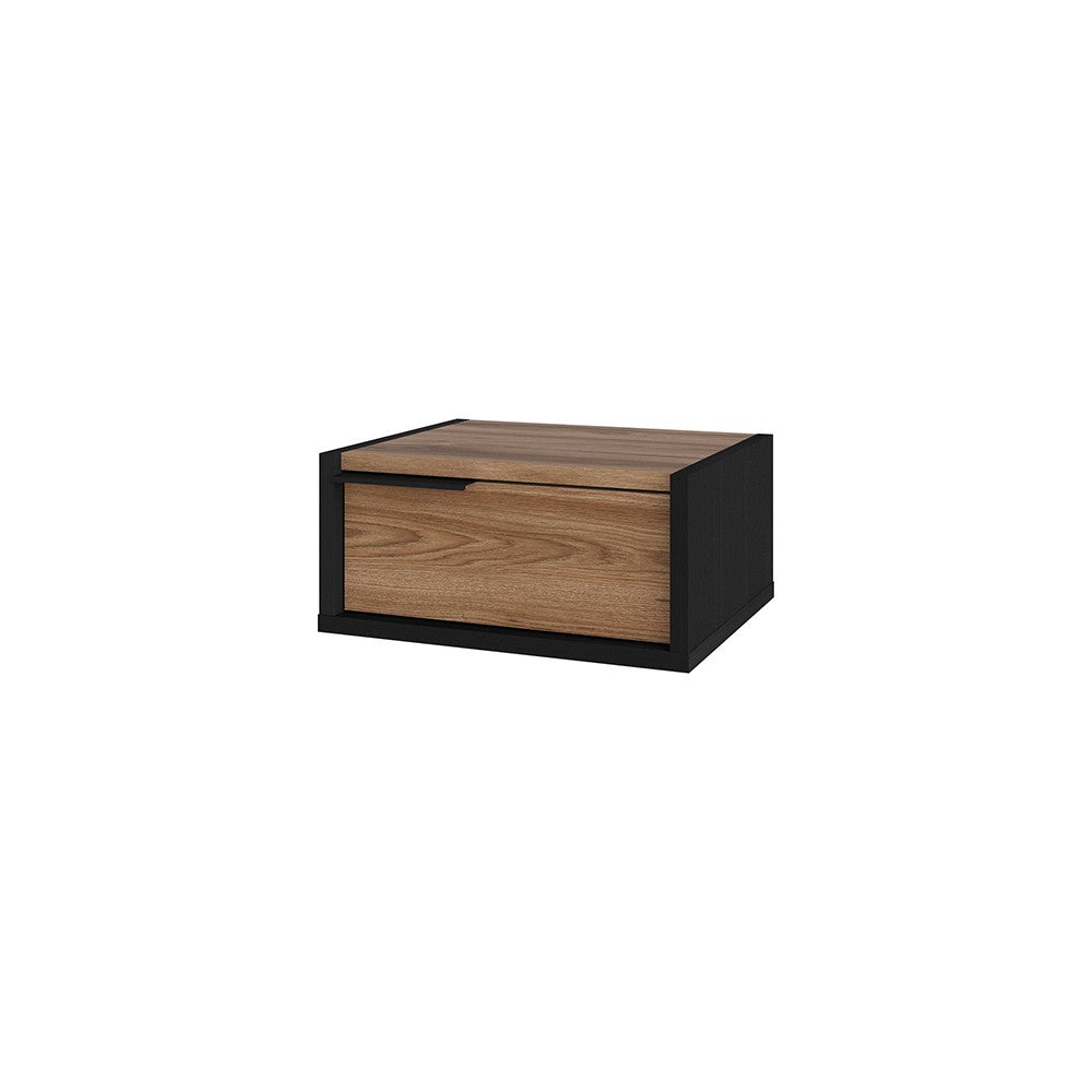 Comodino sospeso Eco in colore nero e rovere oud