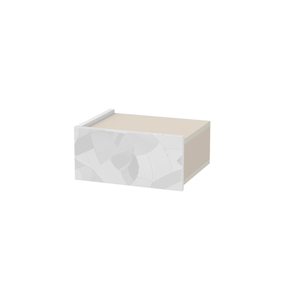 Comodino sospeso Onda colore bianco e cashmere con luci integrate
