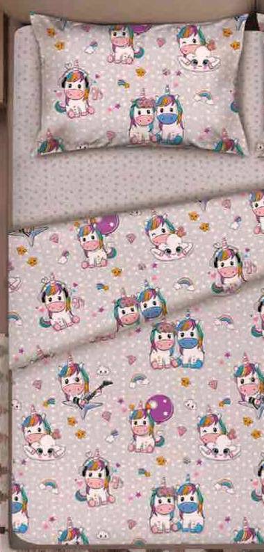 Completo lenzuola letto cotone lenzuolo angolo stampa unicorno cartone animato - Milano 7 Arte e Design
