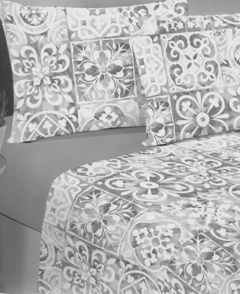 Completo letto lenzuola microfibra Maioliche cementine una piazza SottoCosto - Milano 7 Arte e Design