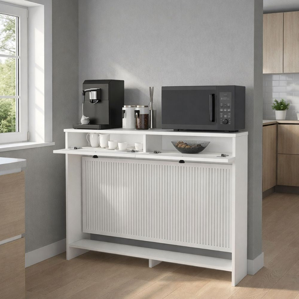 Consolle copri termosifone Opelya 130 cm. con due ante a ribalta colore bianco