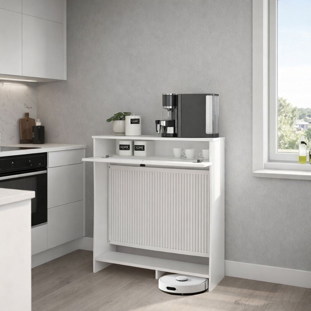 Consolle copri termosifone Opelya 90 cm. con anta a ribalta colore bianco
