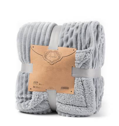 Coperta in pile di qualità in tinta unita con lavorazione a righe SUPER MORBIDA - Milano 7 Arte e Design