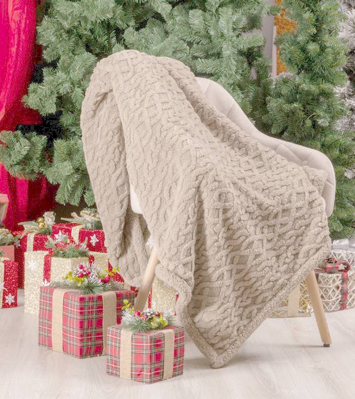 Coperta in pile di qualità tinta unita matrimoniale SUPER MORBIDA dis treccia