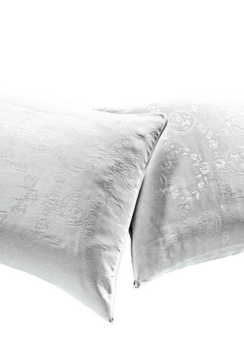 Coppia Sopra Federa per guanciale bianca jacquard zip cuscino letto cotone - Milano 7 Arte e Design